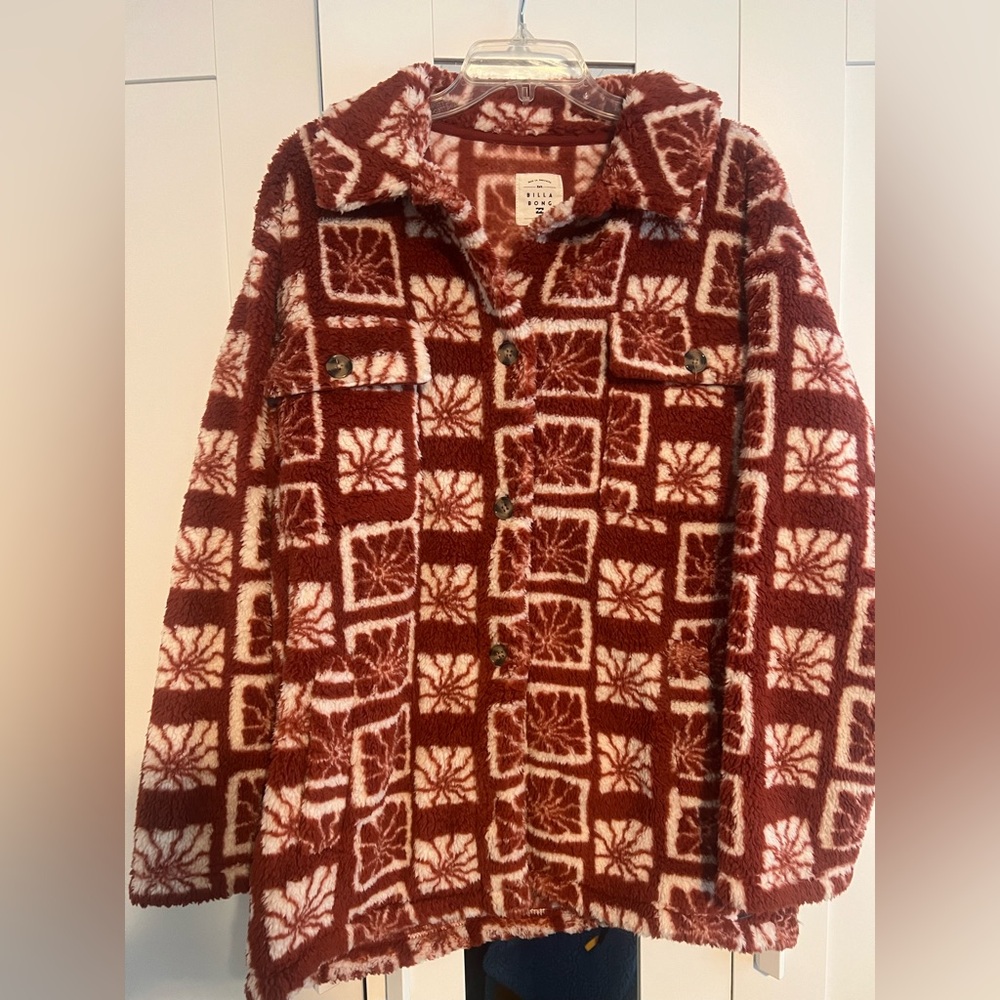 Billabong Sherpa Patterned Fleece Jacket Size XL